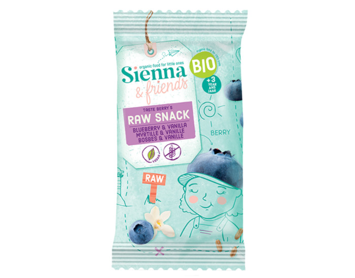 SIENNA AND FRIENDS Snack Cru Myrtille et Vanille - 20 g - Ds 3 ans