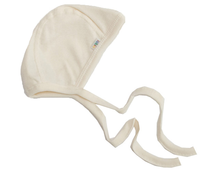 IOBIO Bonnet Naissance Maille Fine - En Coton Bio - Ecru Taille 0 : 39-41 cm