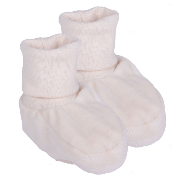 IOBIO Chaussons Bb en Velours de Coton Bio - Ecru