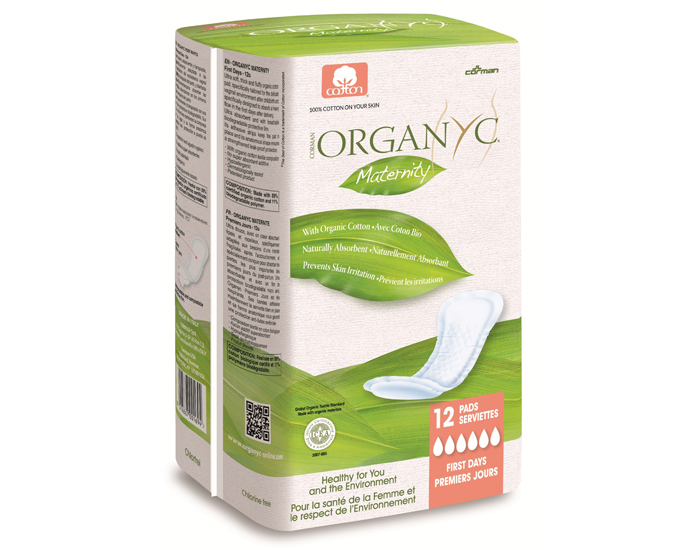 ORGANYC Serviettes Maternit Post-Partum - Boite de 12