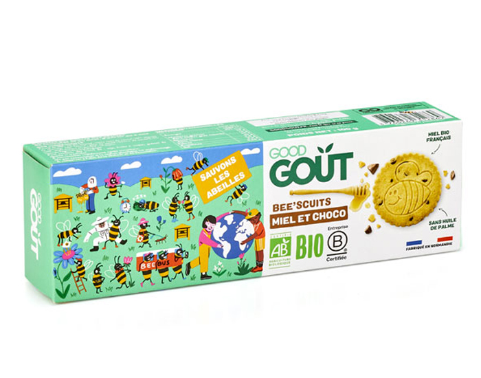 GOOD GOUT KIDZ Bee'scuits au Miel et au Chocolat - 100 g - Ds 3 ans