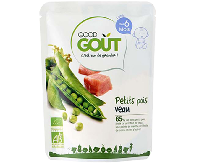 GOOD GOUT Petit Plat pour Bb 190 g - Petits Pois Veau - Ds 6 mois