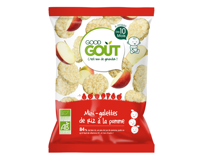 GOOD GOUT Mini-Galettes de Riz  la Pomme pour Bb - 40 g - Ds 10 mois