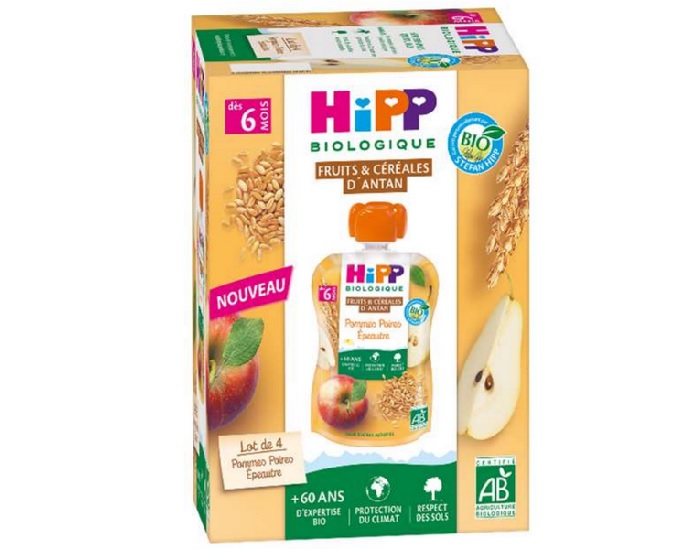 HIPP Gourdes Fruits et Crales d'Antan - Ds 6 mois - 4 x 90 g