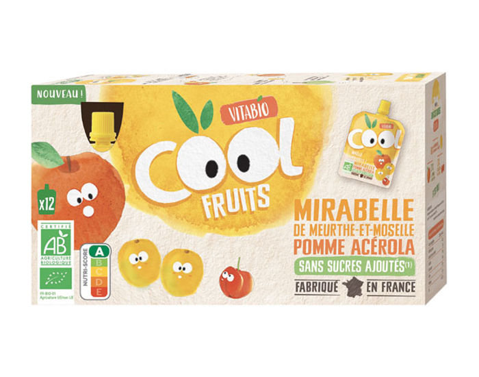 VITABIO Pack Famille Cool Fruits Mirabelle Pomme Acrola - 12 x 90 g