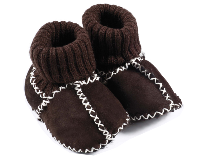 SALING Chaussons-Chaussettes Bb en Peau d'Agneau - Marron S - 17/18