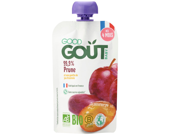 GOOD GOUT Gourde de Fruit pour Bb 120 g - Prune - Ds 4 mois