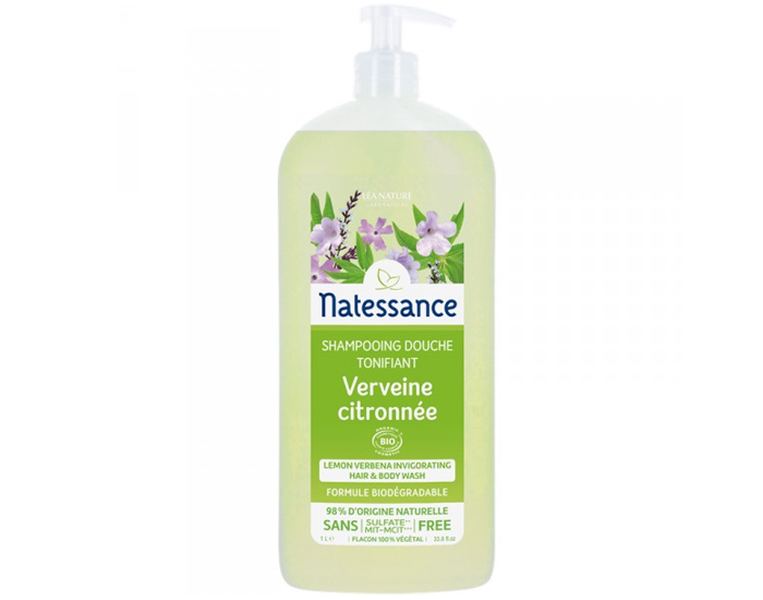 NATESSANCE Shampooing Douche Tonifiant - Verveine Citronne - 1L