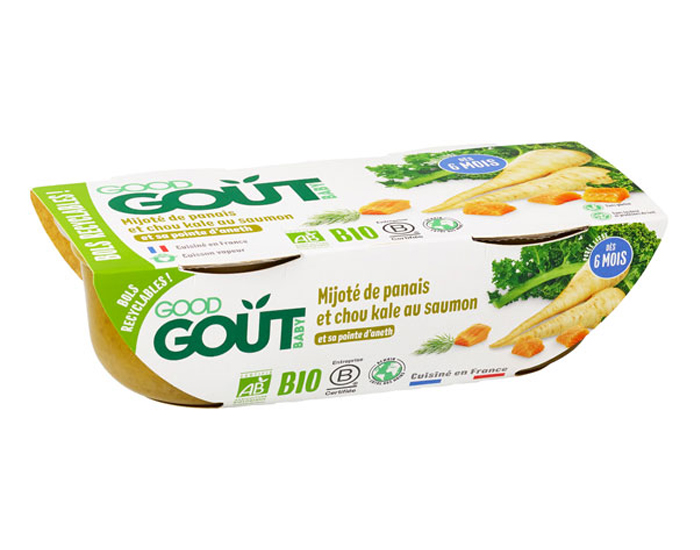 GOOD GOUT Petit Plat pour Bb 2 x 190g - Mijot Panais Chou Kale au Saumon - Ds 6 mois