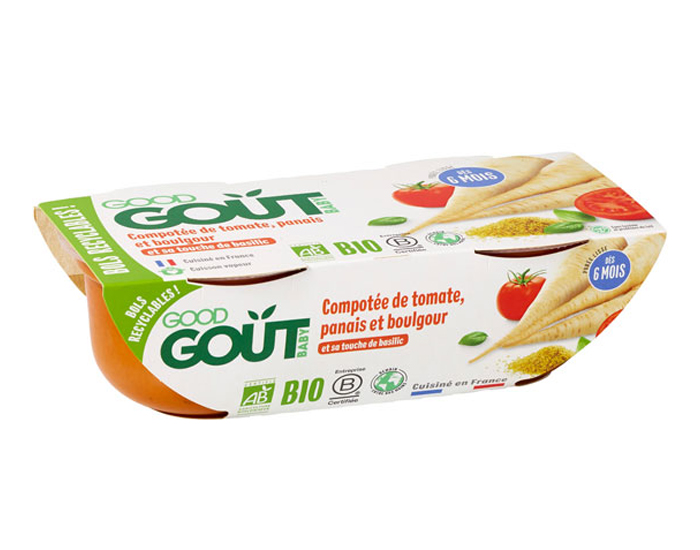 GOOD GOUT Petit Plat pour Bb 2 x 190g - Compote Tomate Panais Boulgour - Ds 6 mois