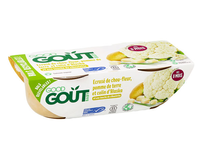 GOOD GOUT Petit Plat pour Bb 2 x 190g - Chou-fleur Pomme de Terre Colin d'Alaska - Ds 8 mois