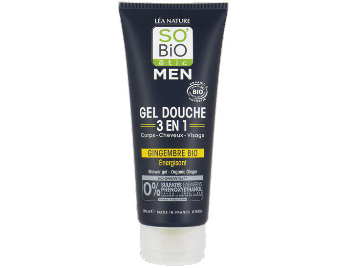 SO'BIO Gel Douche Men 3 en 1 Gingembre Bio - 200 ml