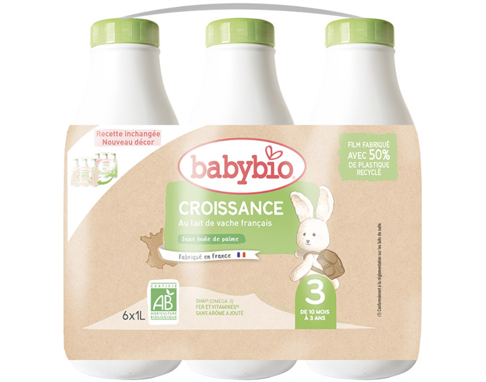 BABYBIO Croissance Liquide - Ds 10 Mois - 6 x 1 L