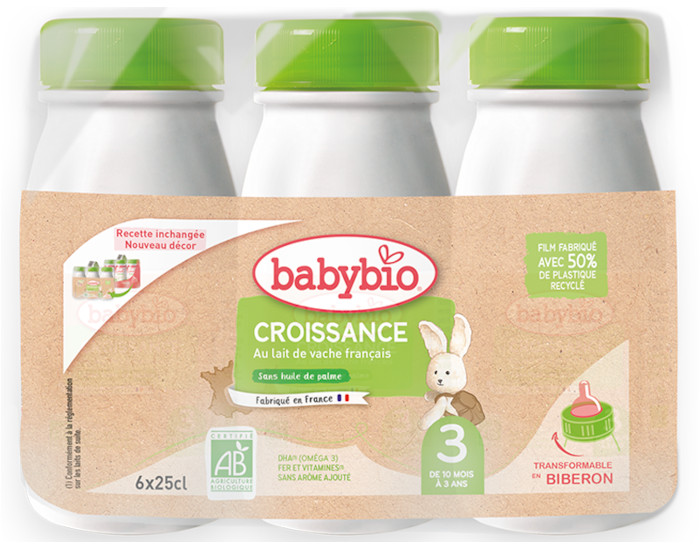 BABYBIO Croissance Liquide - Ds 10 Mois - 6 x 25 cl