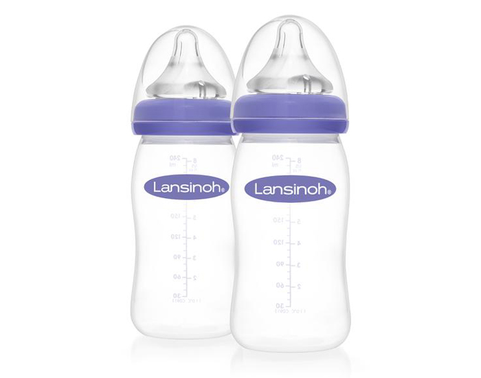 LANSINOH Lot de 2 Biberons avec Ttine Pristaltique - 240 ml