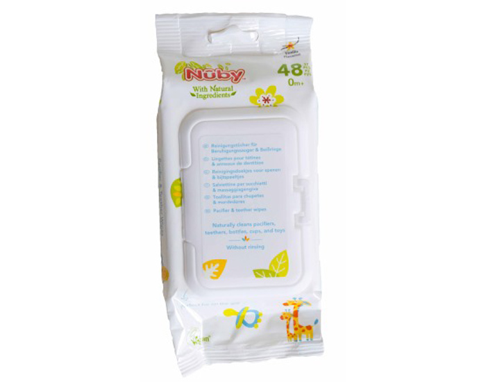 NUBY Lingettes Anti-Bactriennes pour Sucettes et Anneaux - Boite de 48