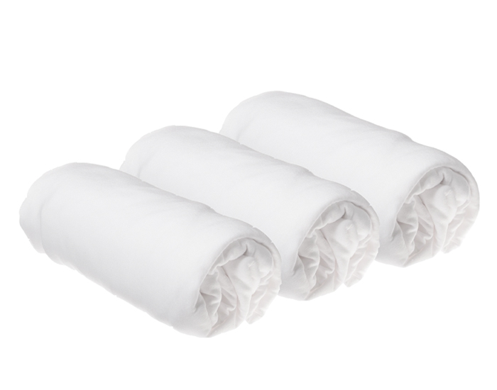 EASYDORT Lot de 3 Draps Housse Jersey Coton Bio Blanc - 70 x 140 cm