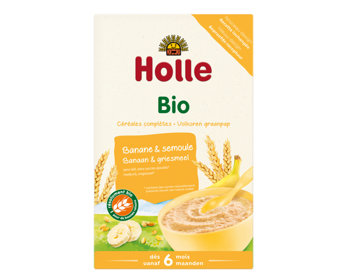 HOLLE Bouillie Banane et Semoule - 250g - Ds 6 mois