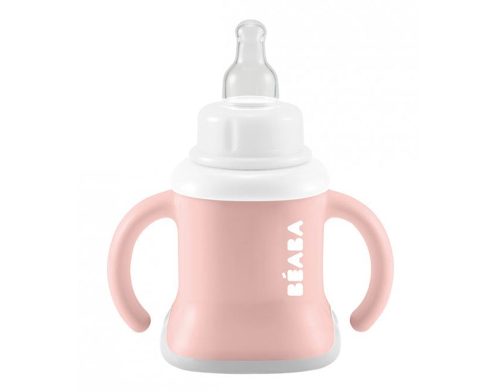 BEABA Tasse Evoluclip 3 en 1 - Old Pink - Ds 4 mois