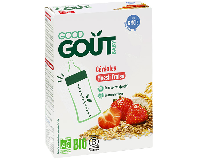 GOOD GOUT Crales en Poudre Muesli Fraise - 200 g - Ds 6 mois