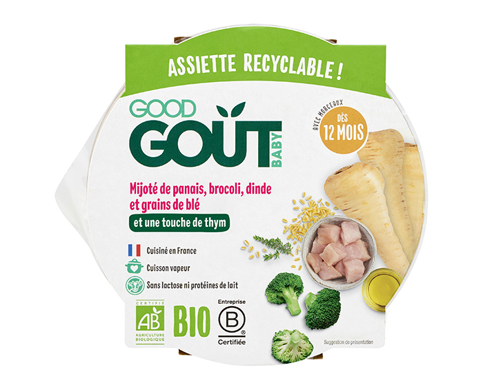 GOOD GOUT Petit Plat 220 g - Panais Brocoli Dinde et Grains de Bl - Ds 12 mois