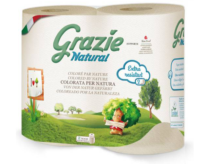 GRAZIE NATURAL Essuie-Tout 2 Plis - Lot de 2 Rouleaux