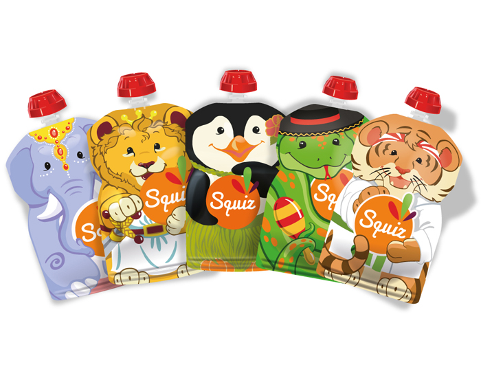 SQUIZ Lot de 5 Gourdes Souples Rutilisables Carnaval - 130 ml