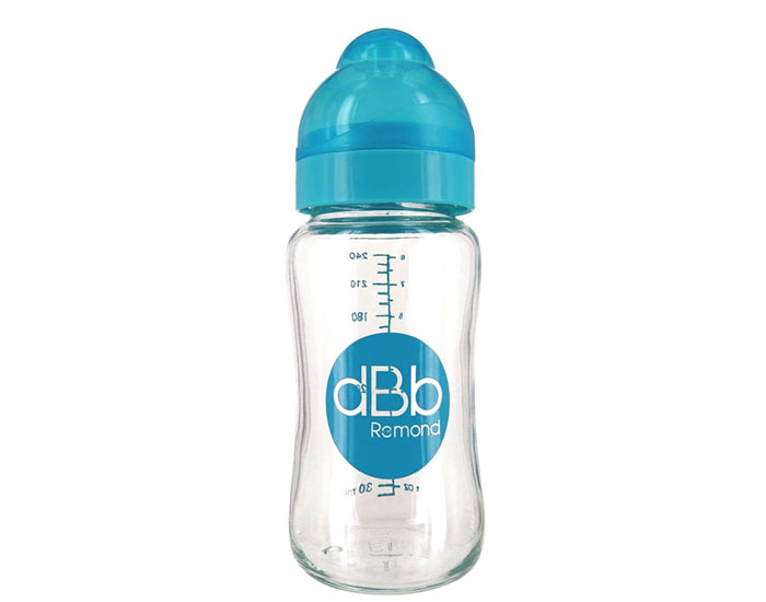 DBB REMOND Biberon Verre Col Large Ouverture - Ttine Silicone - 240 ml