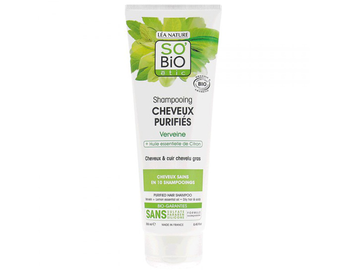 SO'BIO Shampooing Cheveux Purifis Verveine et Citron - 250 ml