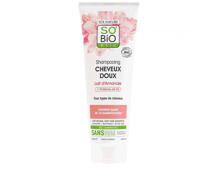 SO'BIO TIC Shampooing Cheveux Doux Lait d'Amande et Protines de Riz - 250 ml