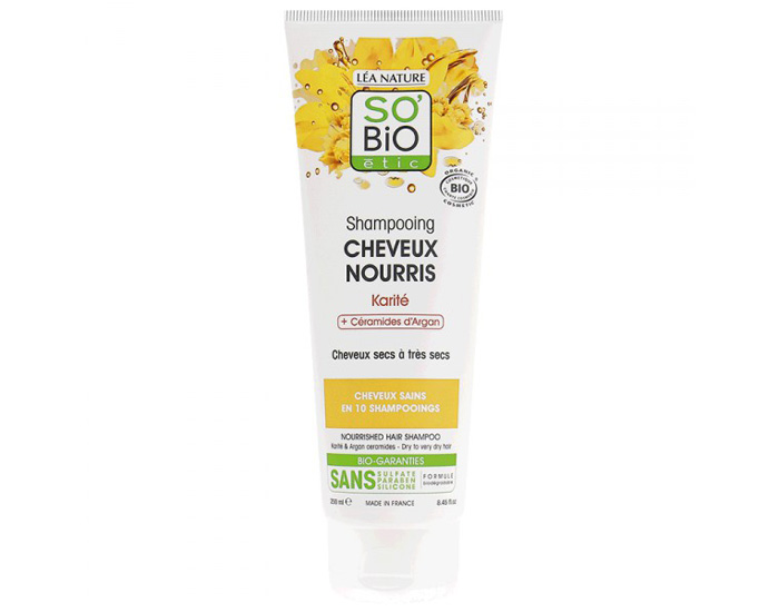 SO'BIO Shampooing Cheveux Nourris Karit et Cire de Jojoba - 250 ml