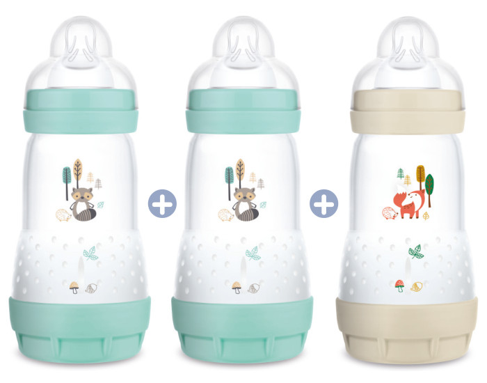 MAM Lot de 3 Biberons Easy Start Anti-Colique - 260 ml - Aqua