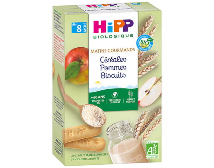 HIPP Crales Matins Gourmands - Pommes Biscuits - 250g - Ds 8 Mois