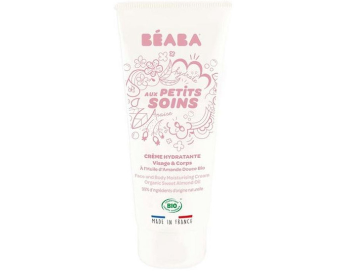 BEABA Crme Hydratante Visage & Corps  l'Huile d'Amande Douce Bio - 100 ml