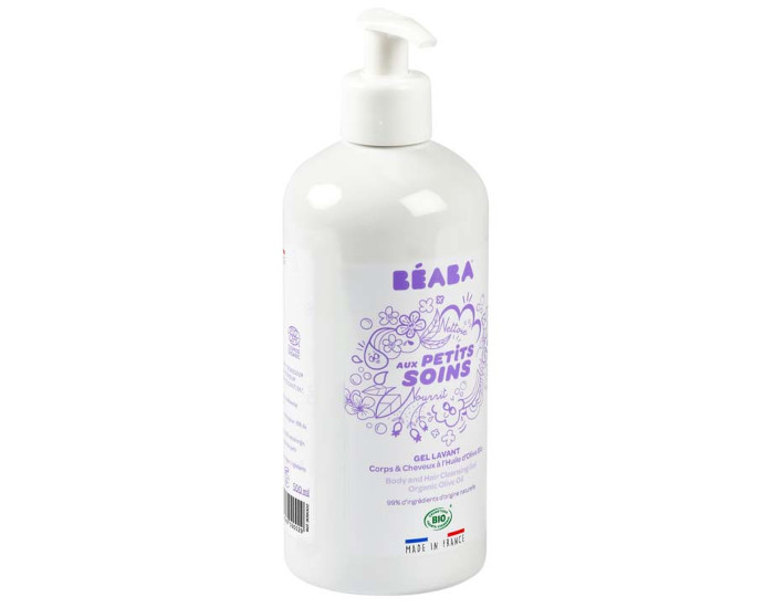 BEABA Gel Lavant Corps & Cheveux  l'Huile d'Olive Bio - 500ml