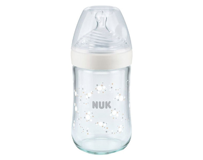 NUK Biberon Nature Sense en Verre Temperature Control - Ttine Silicone Taille M