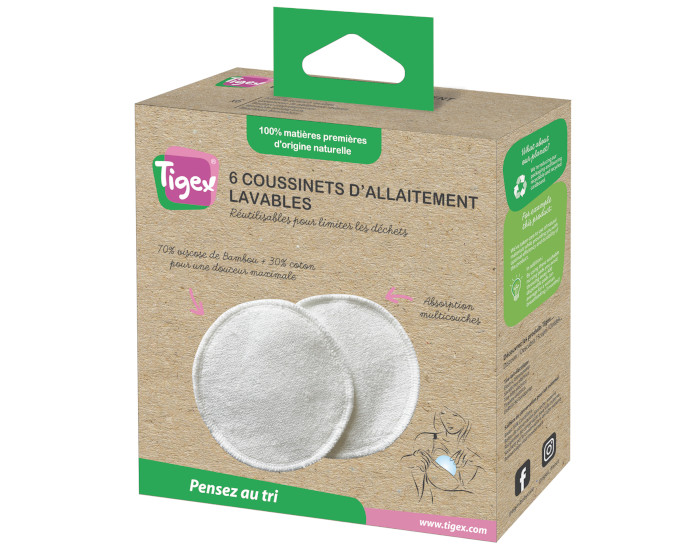 TIGEX 6 Coussinets d'Allaitement Lavables en Viscose Bambou