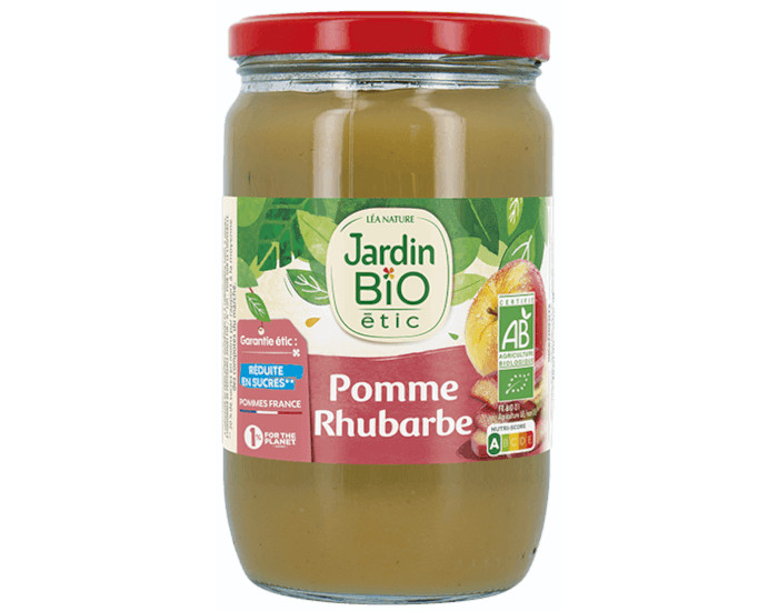 JARDIN BIO Compote Familiale Biofruits Pomme Rhubarbe - 680 g