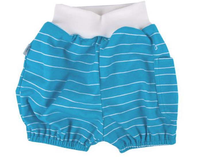 IOBIO Garden Party - Short Roma en Coton Bio - Bleu 3-6 mois (62-68 cm)