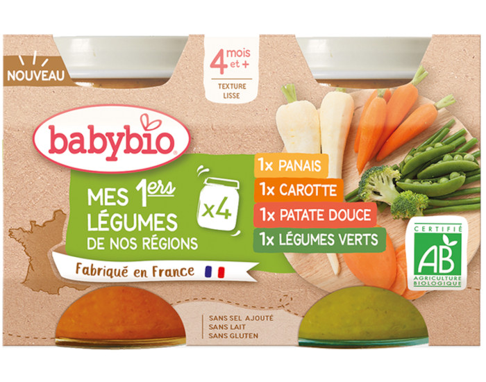 BABYBIO Multipack Mes Premiers Lgumes - 4x130g - Ds 4 mois