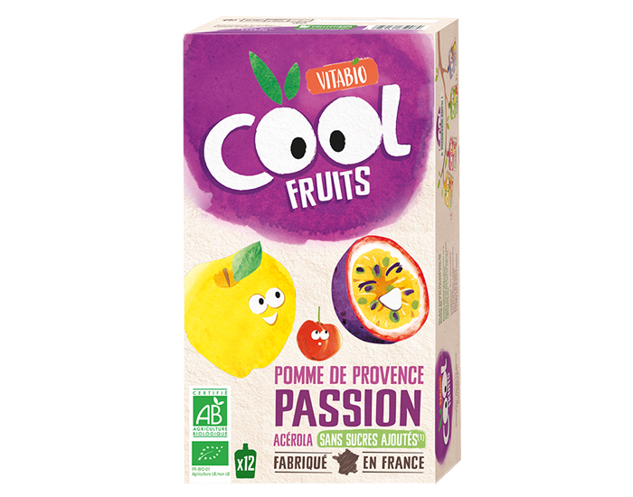 VITABIO Pack Famille Cool Fruits Pomme Passion - 12 x 90 g