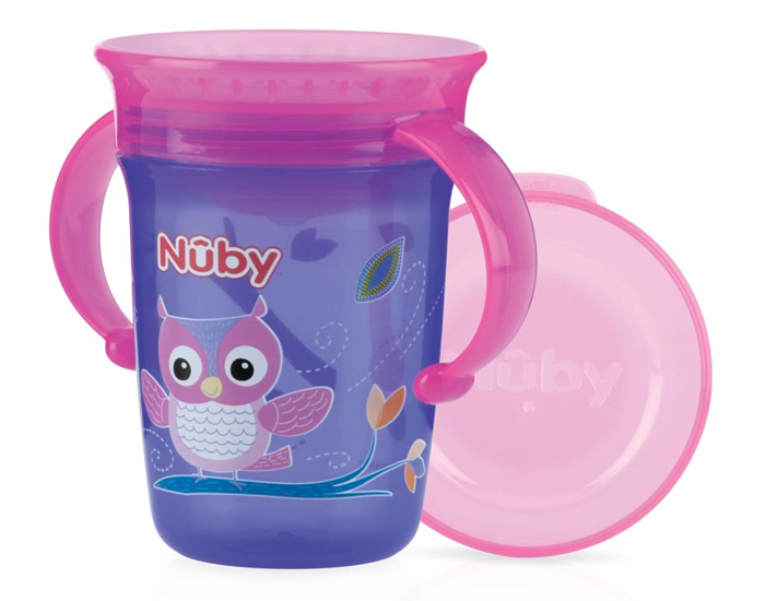 NUBY Gobelet Magique 360 Violet avec Anses - 240ml - 6+ mois