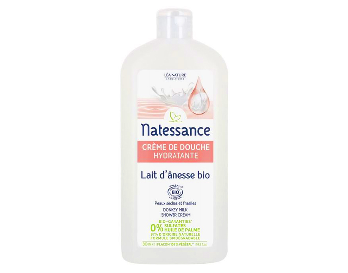 NATESSANCE Crme de Douche Hydratante Lait d'Anesse Bio - 500 ml