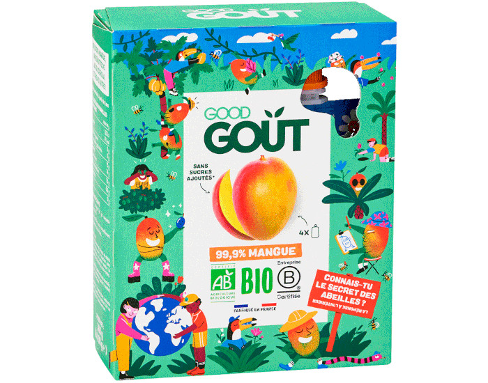 GOOD GOUT KIDZ Gourdes MANGUE - 4 x 90 g - Ds 3 ans