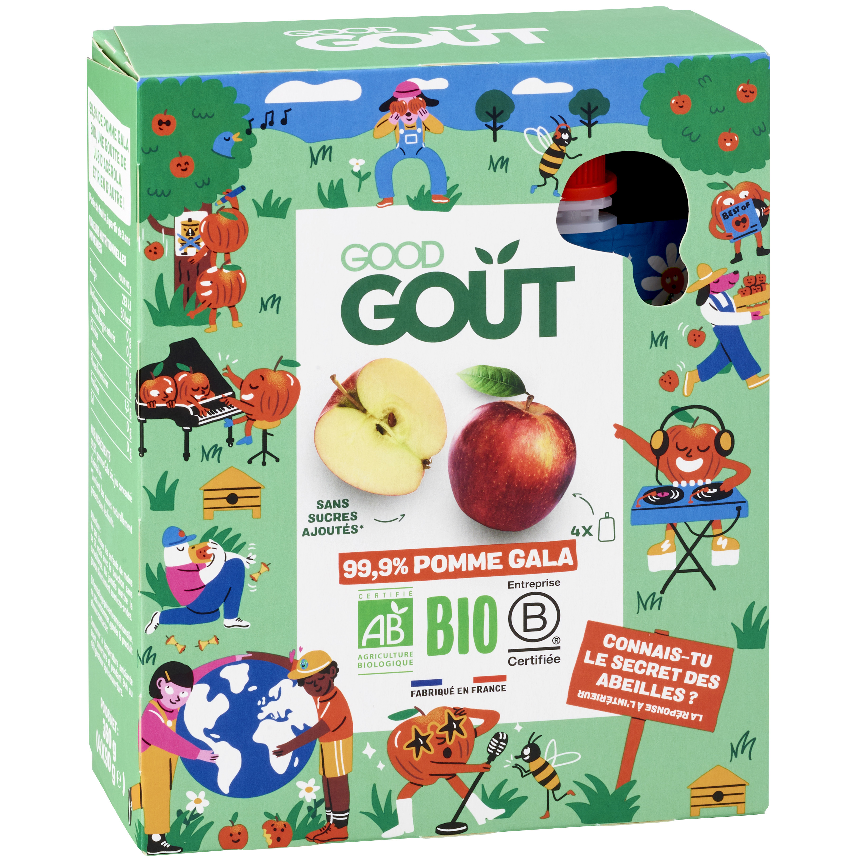 GOOD GOUT KIDZ Gourdes POMME - 4 x 90 g - Ds 3 ans