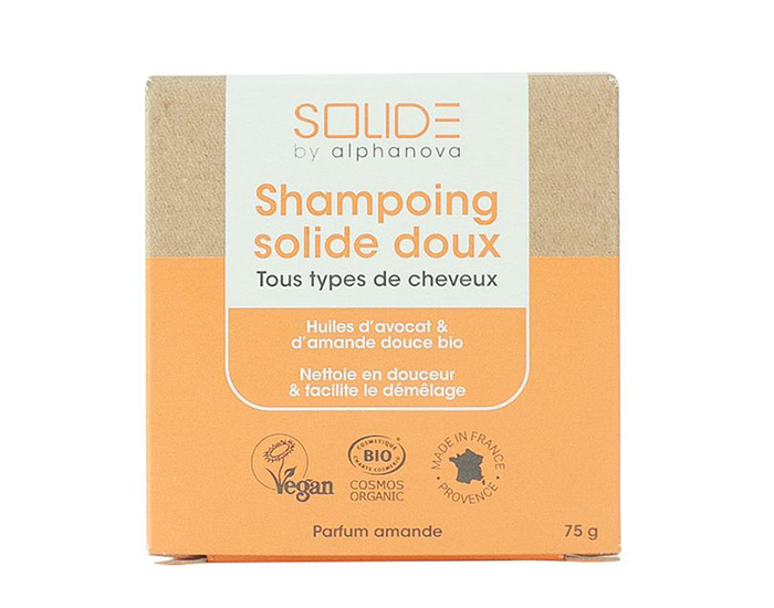 SOLIDE BY ALPHANOVA Shampooing Doux Avocat et Amande Bio - 75g