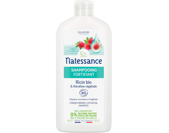 NATESSANCE Shampooing Fortifiant - Ricin Bio & Kratine Vgtale - 500 ml