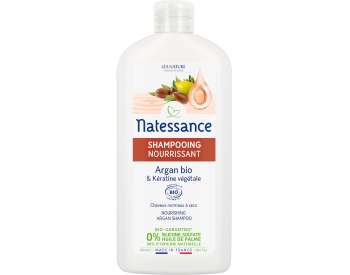 NATESSANCE Shampooing Nourrissant - Argan Bio & Kratine Vgtale - 500 ml