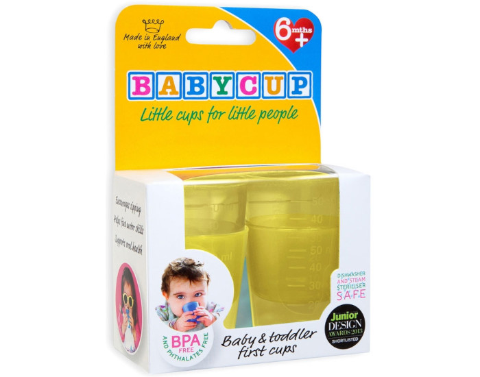 BABYCUP Lot de 4 Mini Tasses Gradues - Jaune - Ds 4 mois