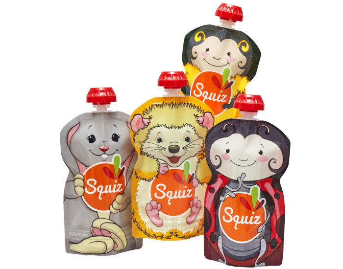 SQUIZ Lot de 4 Gourdes Souples Rutilisables Nature - 130 ml